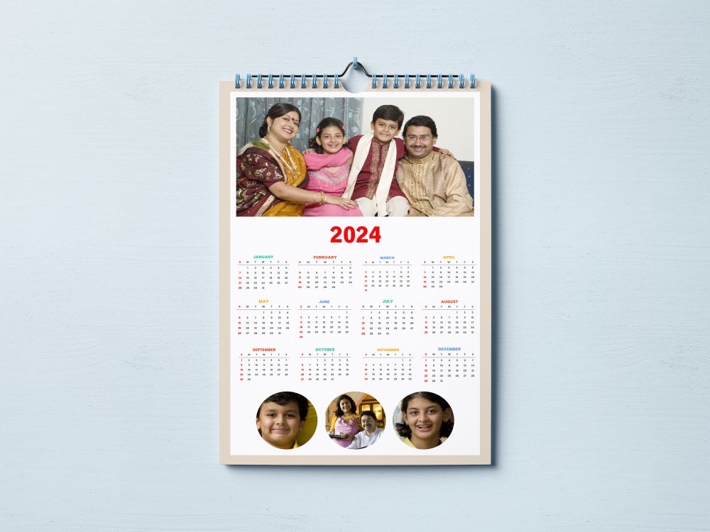 A3 Single Sheet Multiple Photos Calendar