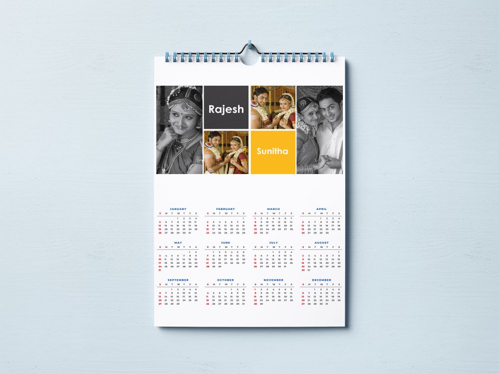 A3 Single Sheet Multiple Photos Calendar