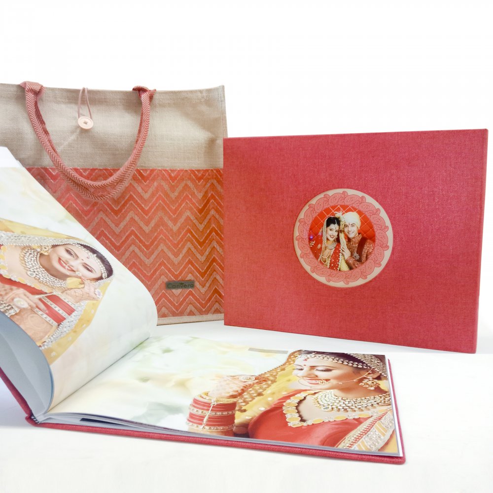 Premium Pink Jute PhotoBook